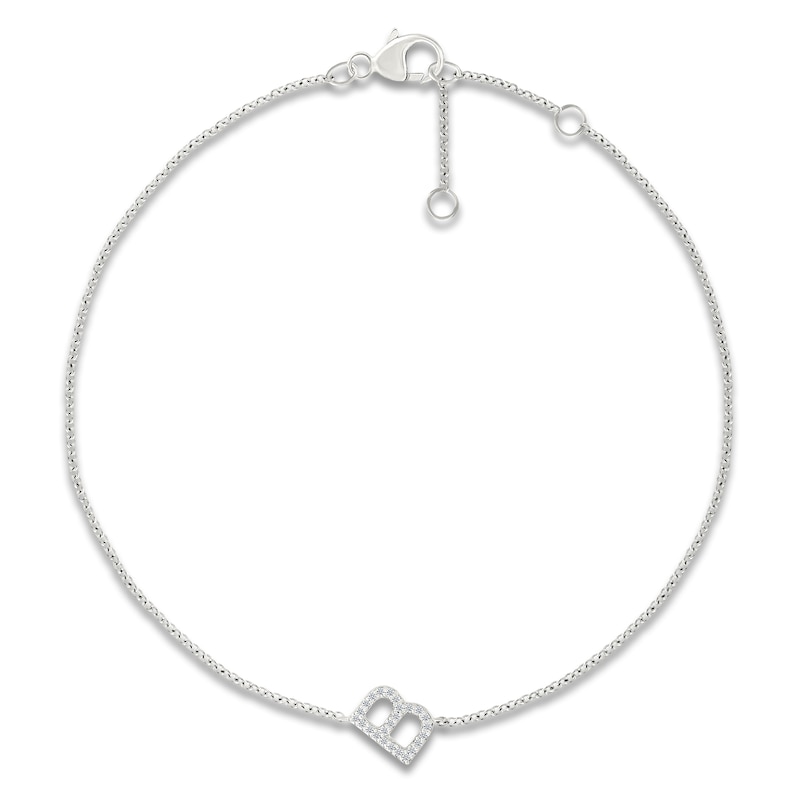 Main Image 1 of Diamond Initial B Bracelet 1/15 ct tw 10K White Gold 7.5"