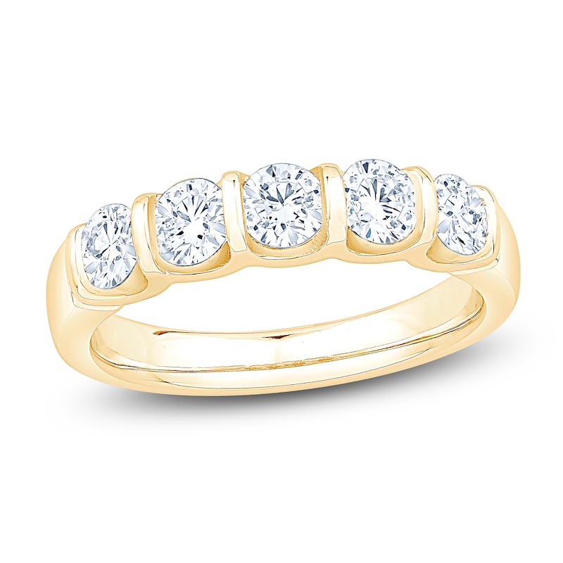 Main Image 1 of Certified Diamond Five-Stone Anniversary Ring 1 ct tw 14K Yellow Gold