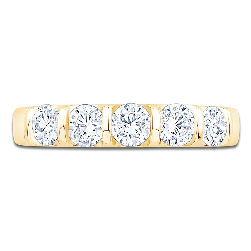 Main Image 3 of Certified Diamond Five-Stone Anniversary Ring 1 ct tw 14K Yellow Gold