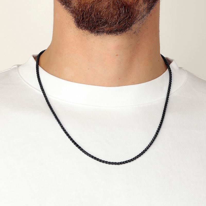 Main Image 4 of Foxtail Chain Necklace 2.5mm Black Ion-Plated Stainless Steel 24"