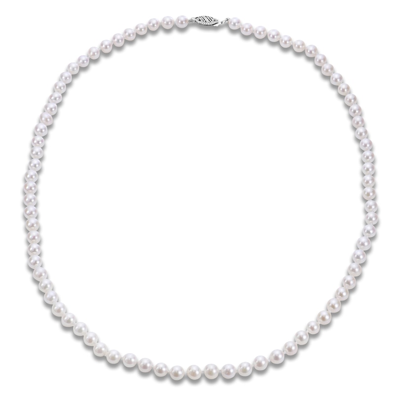 Main Image 1 of Akoya Cultured Pearl Necklace 14K White Gold 5.5-6mm 20"