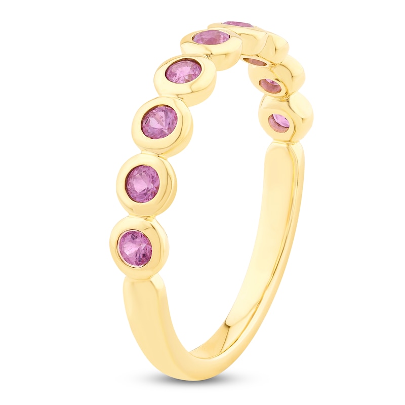 Main Image 2 of Bezel-Set Natural Pink Sapphire 2mm Stackable Ring 14K Yellow Gold