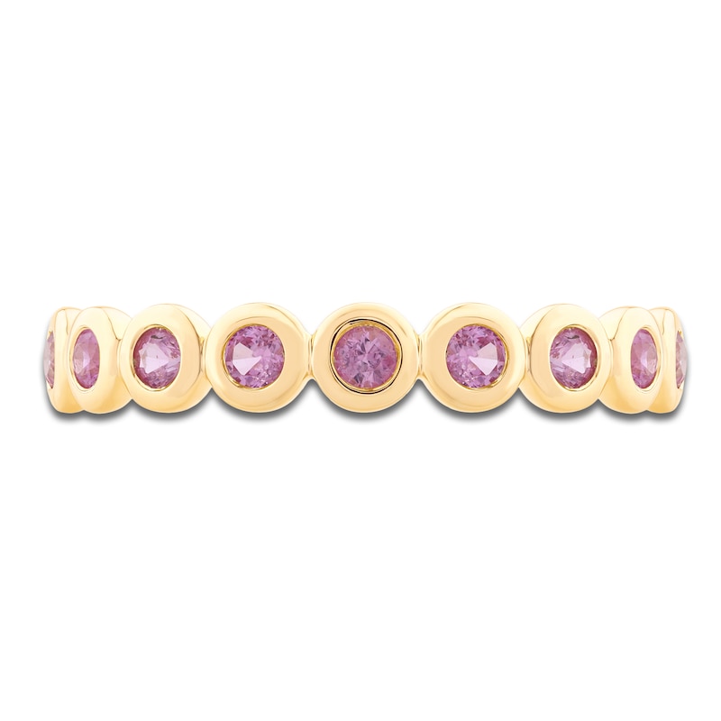 Main Image 3 of Bezel-Set Natural Pink Sapphire 2mm Stackable Ring 14K Yellow Gold