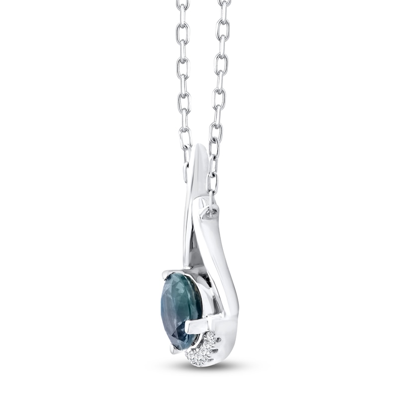 Main Image 2 of Montana Blue Round-Cut Natural Sapphire & Diamond Accent Necklace 14K White Gold 18"