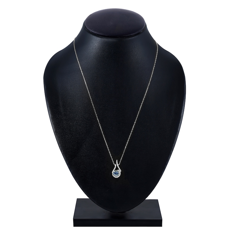 Main Image 4 of Montana Blue Round-Cut Natural Sapphire & Diamond Accent Necklace 14K White Gold 18"