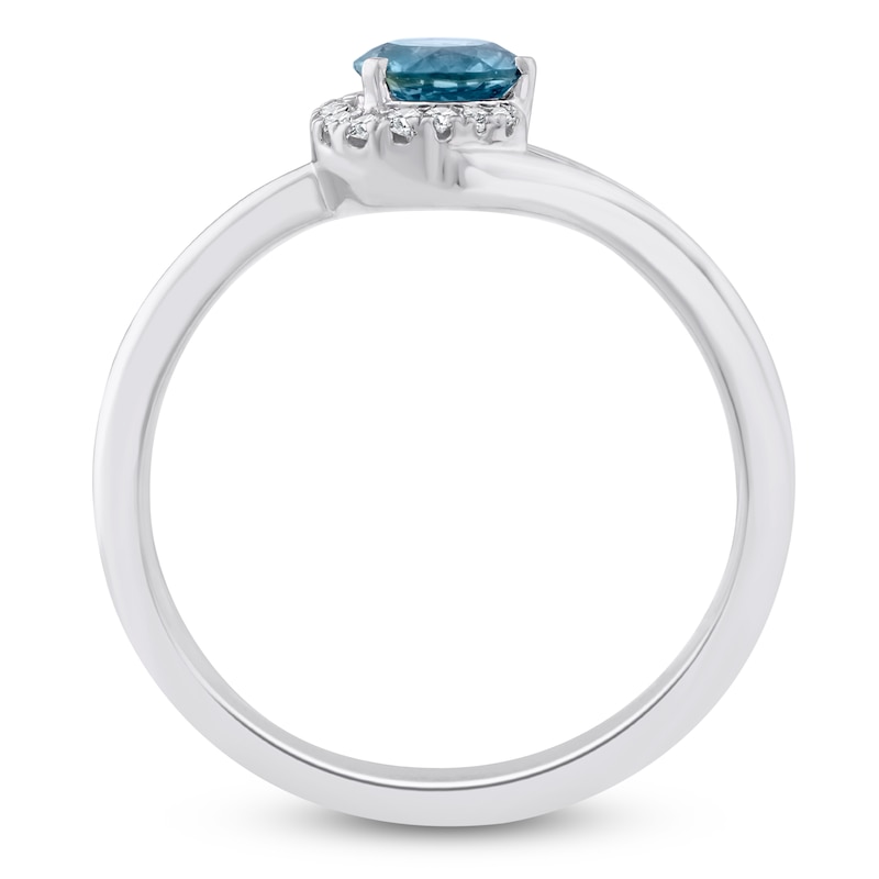 Main Image 2 of Montana Blue Round-Cut Natural Sapphire & Diamond Accent Ring 14K White Gold