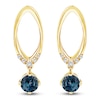Thumbnail Image 1 of Montana Blue Round-Cut Natural Sapphire & Diamond Oval Drop Earrings 1/20 ct tw 14K Yellow Gold