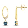 Thumbnail Image 2 of Montana Blue Round-Cut Natural Sapphire & Diamond Oval Drop Earrings 1/20 ct tw 14K Yellow Gold