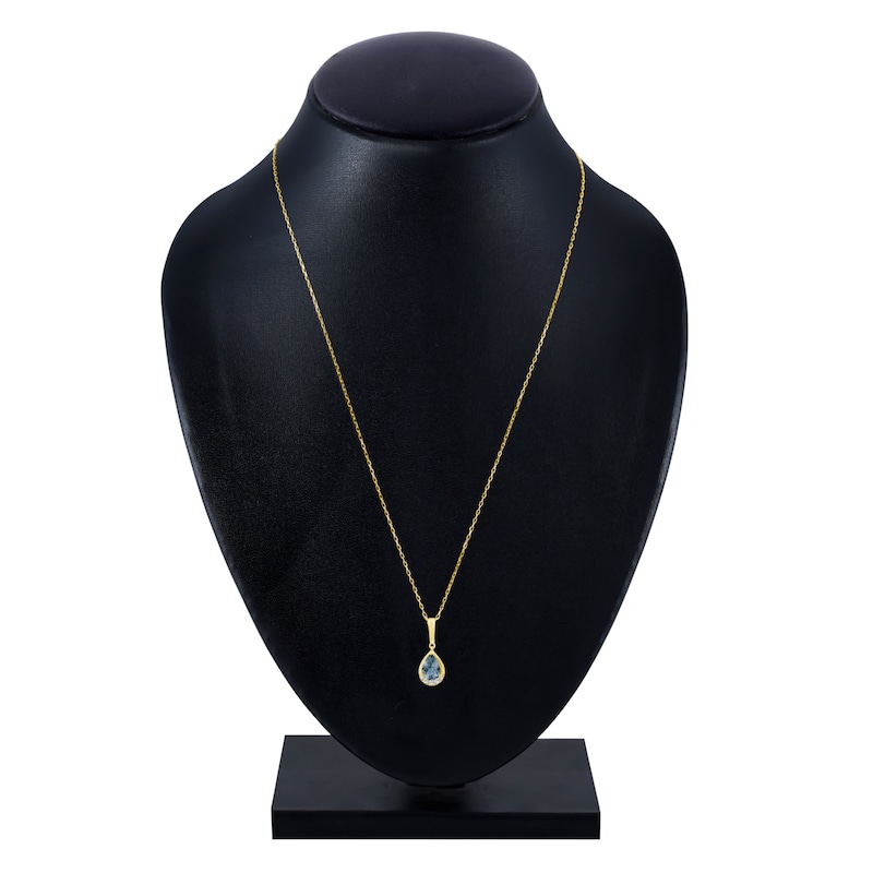 Main Image 4 of Montana Blue Pear-Shaped Natural Sapphire & Diamond Necklace 1/20 ct tw 14K Yellow Gold 18"