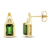 Thumbnail Image 2 of Baguette-Cut Natural Brazilian Cruzeiro Tourmaline & Diamond Accent Earrings 14K Yellow Gold