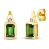 Thumbnail Image 3 of Baguette-Cut Natural Brazilian Cruzeiro Tourmaline & Diamond Accent Earrings 14K Yellow Gold
