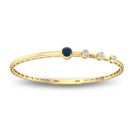 Montana Blue Round-Cut Natural Sapphire & Diamond Bangle Bracelet 1/3 ct tw 14K Yellow Gold