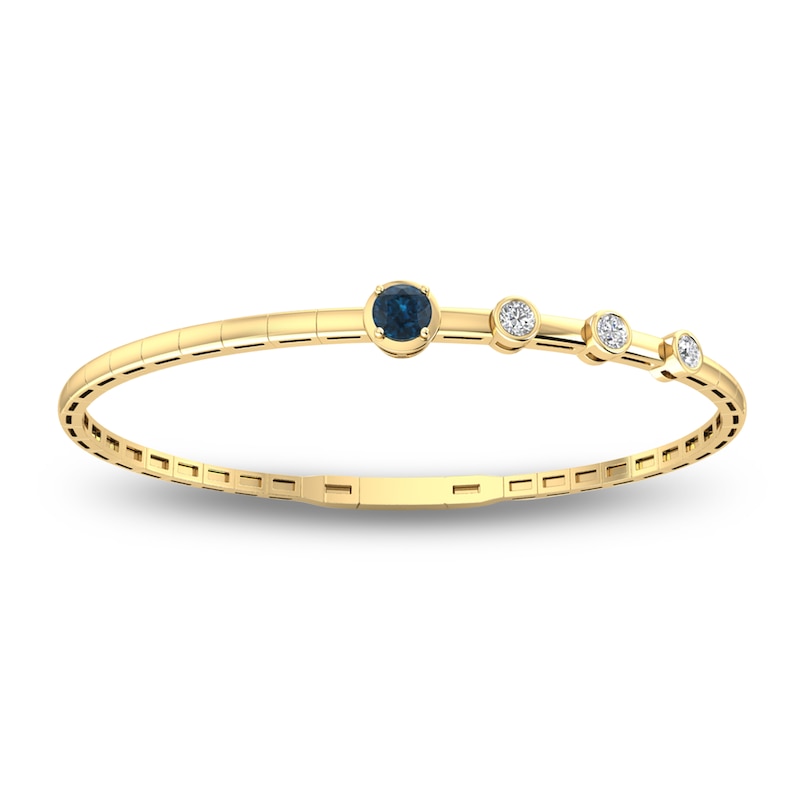 Main Image 1 of Montana Blue Round-Cut Natural Sapphire & Diamond Bangle Bracelet 1/3 ct tw 14K Yellow Gold