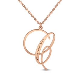 Initial & Name Necklace 14K Rose Gold 18"