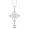 Thumbnail Image 1 of Jared Signature Baguette & Round-Cut Diamond Cross Necklace 1-1/2 ct tw 14K White Gold