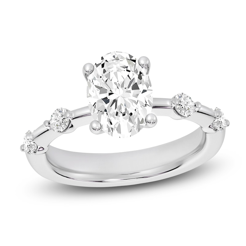 Main Image 1 of Oval-Cut Lab-Grown Diamond Engagement Ring 2-1/4 ct tw 14K White Gold