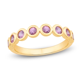 Jared Signature Mini Bezel Collection Natural Pink Sapphire 2.5mm Stackable Ring 14K Yellow Gold