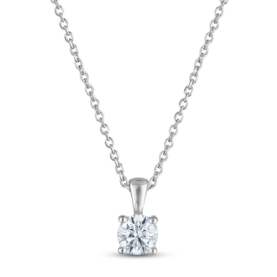 Jared Signature Certified Round-Cut Diamond Solitaire Necklace 1/2 ct tw 14K White Gold 18" (I1/I)