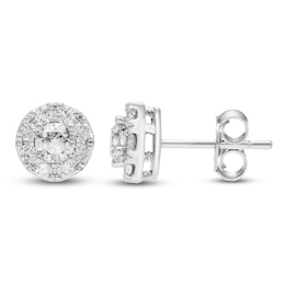Jared Signature Diamond Halo Stud Earrings 1/2 ct tw 10K White Gold
