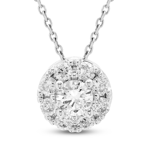 Jared Signature Diamond Halo Necklace 1/2 ct tw 10K White Gold 18"