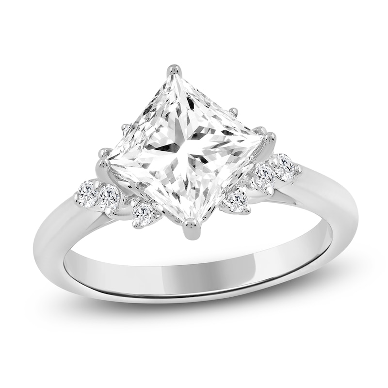 Main Image 1 of Princess-Cut Lab-Grown Diamond Engagement Ring 2-1/6 ct tw 14K White Gold