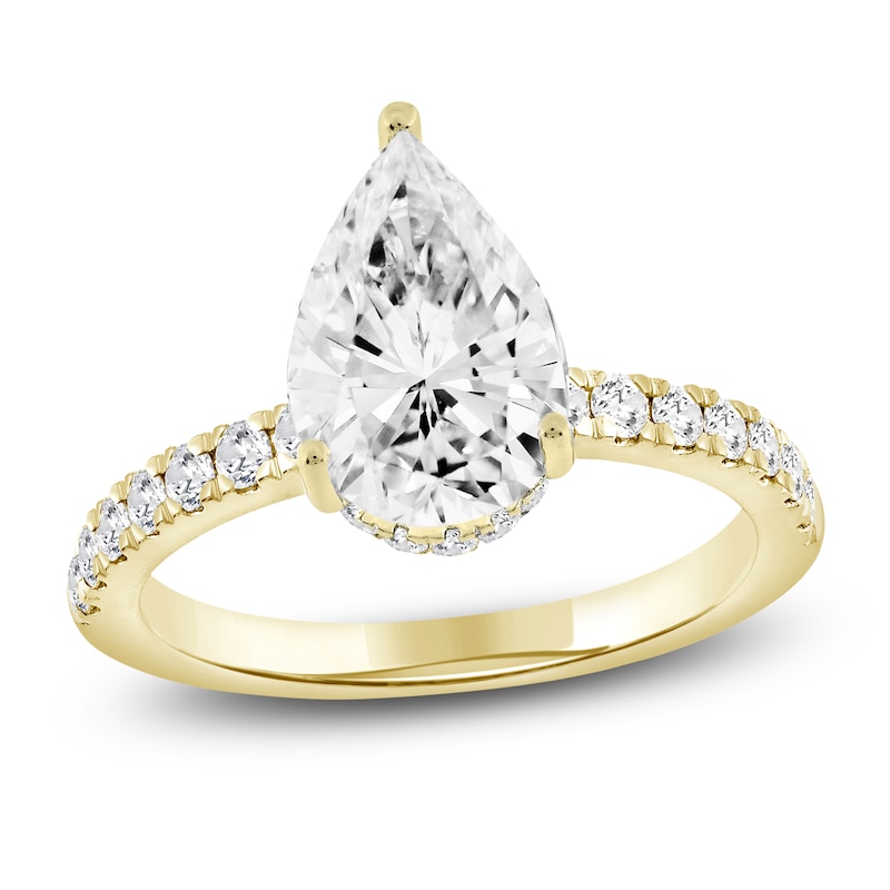 Main Image 1 of Pear-Shaped Lab-Grown Diamond Engagement Ring 2-1/2 ct tw 14K Yellow Gold