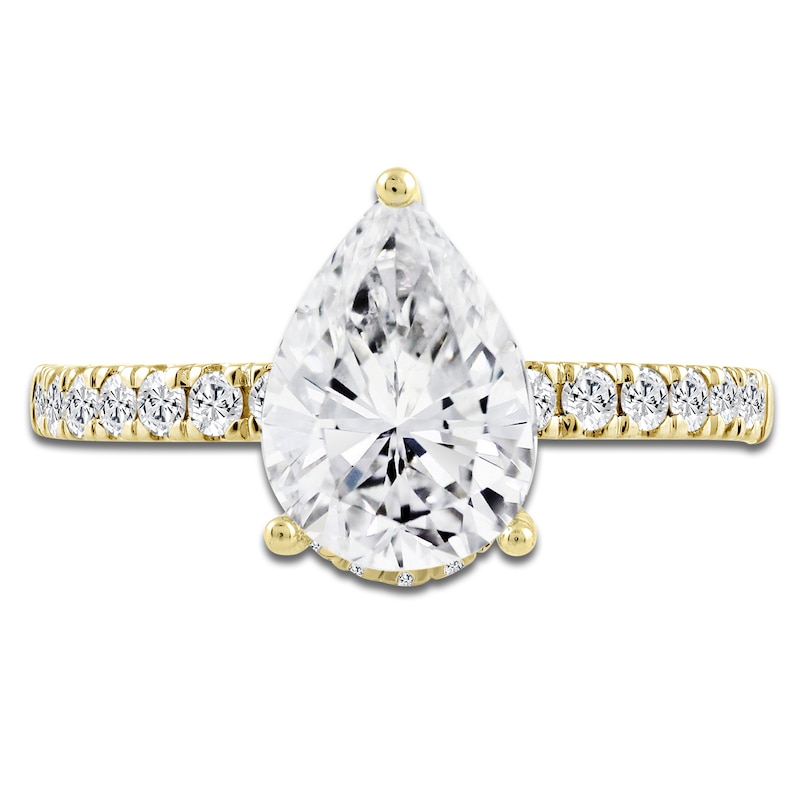 Main Image 3 of Pear-Shaped Lab-Grown Diamond Engagement Ring 2-1/2 ct tw 14K Yellow Gold