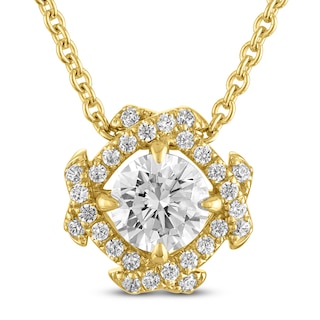 Unspoken Diamond Halo Necklace 1-1/4 ct tw 14K Yellow Gold 18"