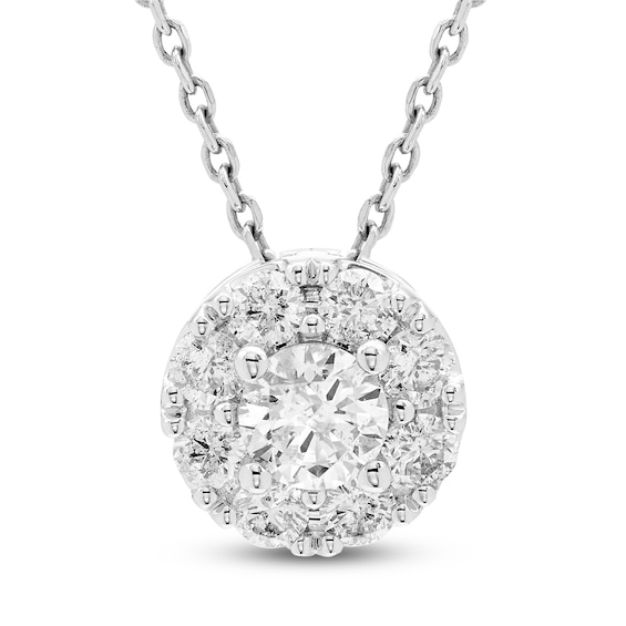 Jared Signature Diamond Halo Necklace 1/4 ct tw 10K White Gold 18"