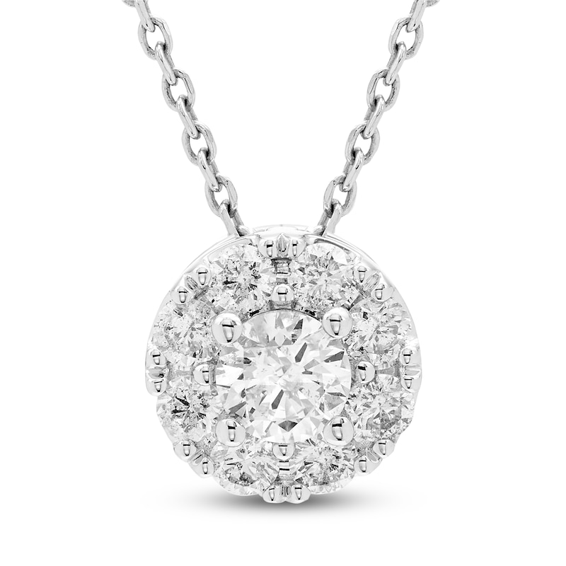 Main Image 1 of Jared Signature Diamond Halo Necklace 1/4 ct tw 10K White Gold 18"