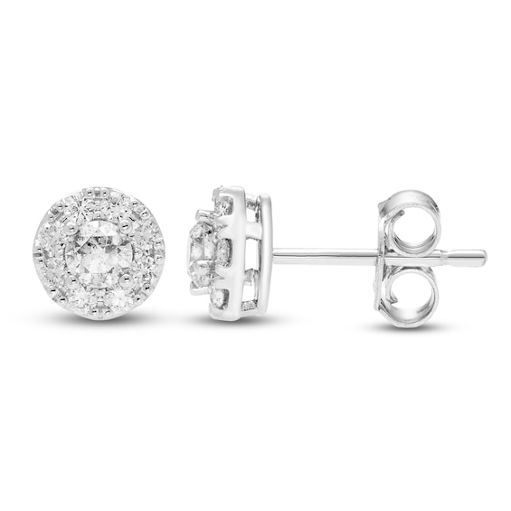 Jared Signature Diamond Halo Stud Earrings 1/4 ct tw 10K White Gold