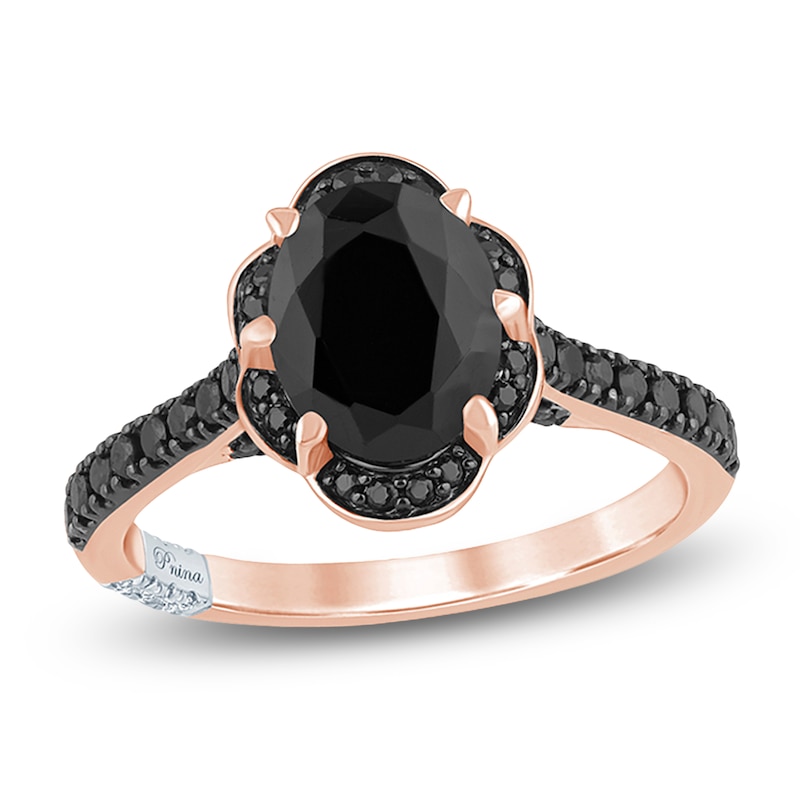 Main Image 1 of Pnina Tornai Oval-Cut Black Diamond Halo Engagement Ring 2-3/4 ct tw 14K Rose Gold