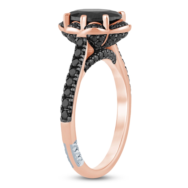 Main Image 2 of Pnina Tornai Oval-Cut Black Diamond Halo Engagement Ring 2-3/4 ct tw 14K Rose Gold