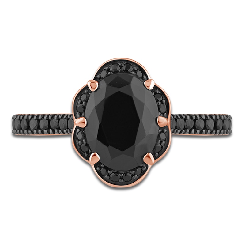 Main Image 3 of Pnina Tornai Oval-Cut Black Diamond Halo Engagement Ring 2-3/4 ct tw 14K Rose Gold