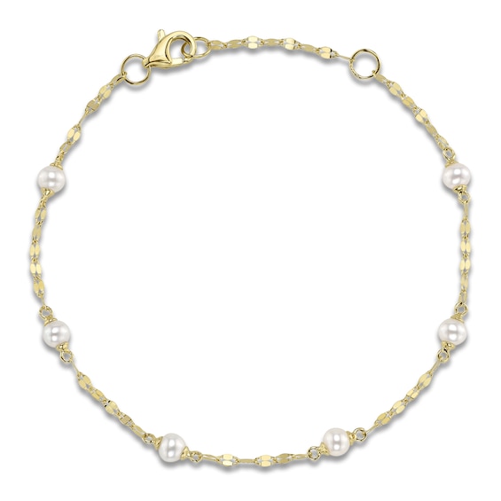 Shy Creation Cultured Pearl Valentino Chain Bracelet 14K Yellow Gold 7" SC55029215