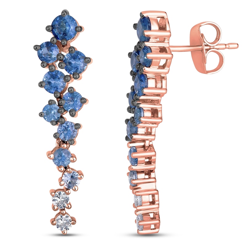 Main Image 1 of Le Vian Denim Ombré Sapphire & White Sapphire Scatter Dangle Earrings 14K Strawberry Gold