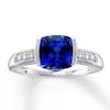 Thumbnail Image 1 of Lab-Created Sapphire Ring Cushion- Cut 10K White Gold