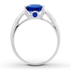 Thumbnail Image 1 of Lab-Created Sapphire Ring Cushion- Cut 10K White Gold