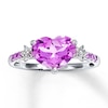 Thumbnail Image 0 of Lab-Created Sapphire Ring Heart-Shaped 10K White Gold