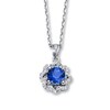Thumbnail Image 1 of Natural Sapphire Necklace 1/6 ct tw Diamonds 14K White Gold