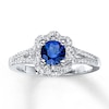 Thumbnail Image 0 of Natural Sapphire Ring 1/3 ct tw Diamonds 14K White Gold