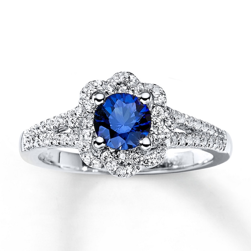 Natural Sapphire Ring 1/3 ct tw Diamonds 14K White Gold | Jared