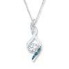 Thumbnail Image 0 of Lab-Created Sapphire Diamond Necklace Sterling Silver