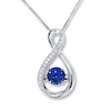 Thumbnail Image 1 of Colors in Rhythm Necklace Lab-Created Sapphires Sterling Silver