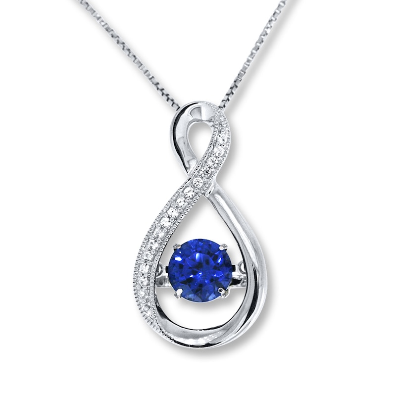 Main Image 1 of Colors in Rhythm Necklace Lab-Created Sapphires Sterling Silver