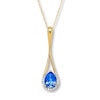 Thumbnail Image 0 of Lab-Created Sapphire 1/15 ct tw Diamonds 10K Gold Necklace