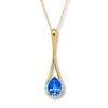 Thumbnail Image 1 of Lab-Created Sapphire 1/15 ct tw Diamonds 10K Gold Necklace