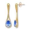 Thumbnail Image 0 of Lab-Created Sapphires 1/10 ct tw Diamonds 10K Gold Earrings