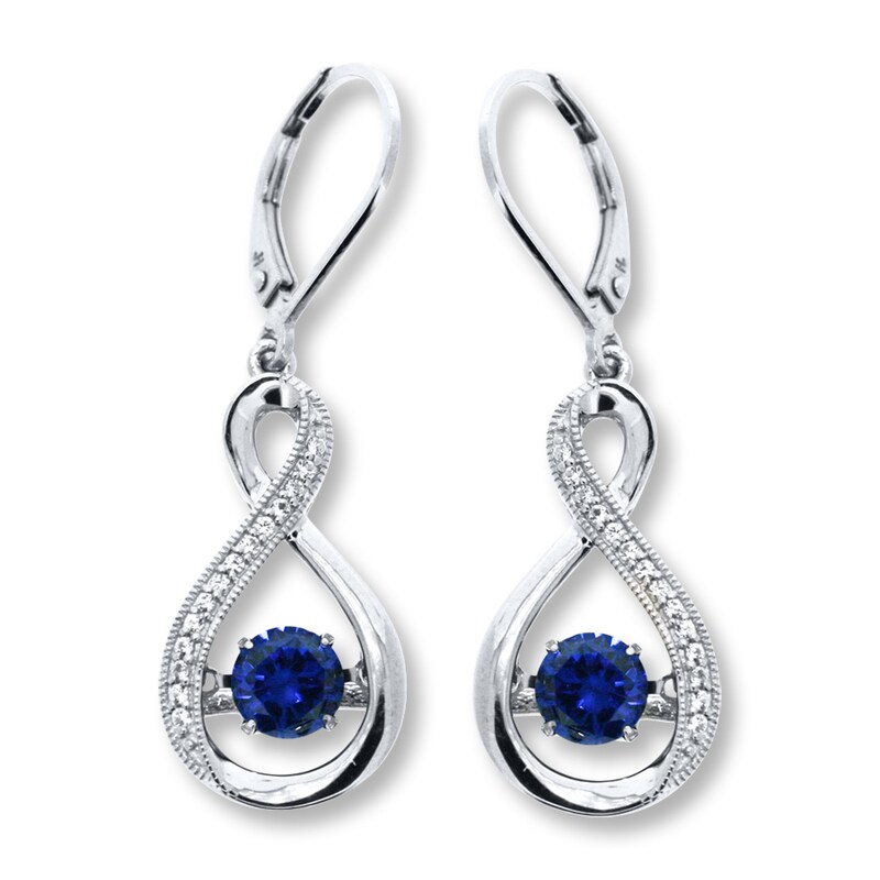 Main Image 1 of Colors in Rhythm Earrings Lab-Created Sapphires Sterling Silver
