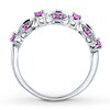 Lab-Created Sapphire Ring 1/10 ct tw Diamonds 10K White Gold